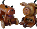 Pig and dog made in wood